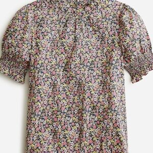 J.Crew Smocked puff-sleeve cotton poplin top in meadow floral